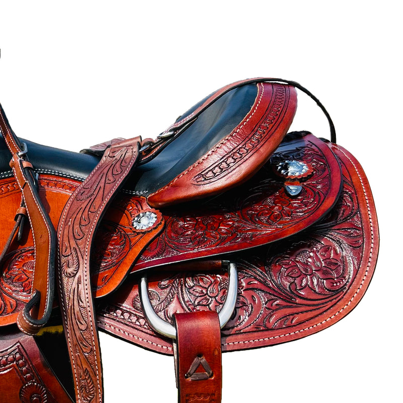 Resistance Western Horse Pleasure Saddle - Genuine Leather 15" 16" 17" 18" With Free Tack set