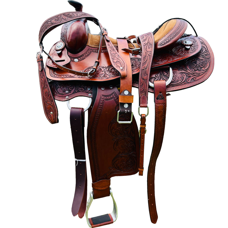 Resistance Western Horse Pleasure Saddle - Genuine Leather 15" 16" 17" 18" With Free Tack set