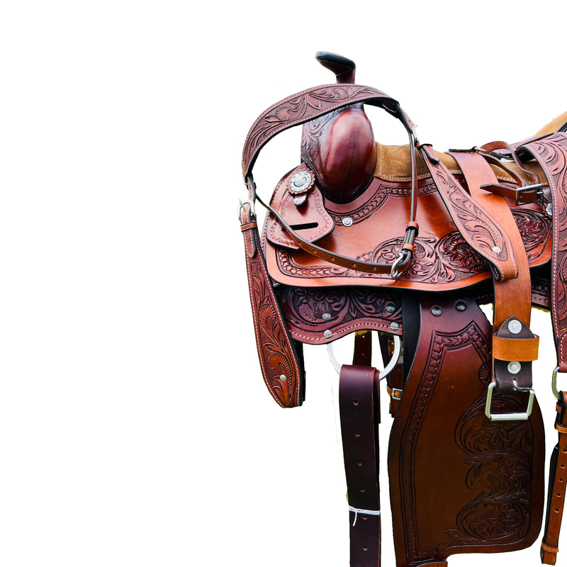 Resistance Western Horse Pleasure Saddle - Genuine Leather 15" 16" 17" 18" With Free Tack set