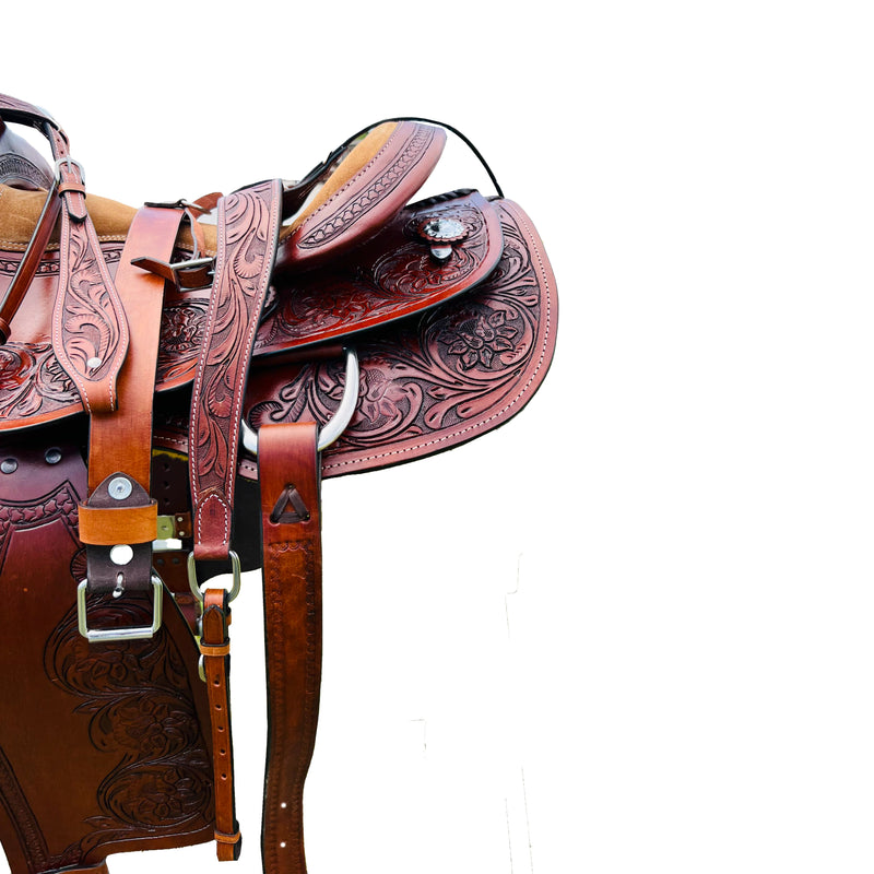 Resistance Western Horse Pleasure Saddle - Genuine Leather 15" 16" 17" 18" With Free Tack set