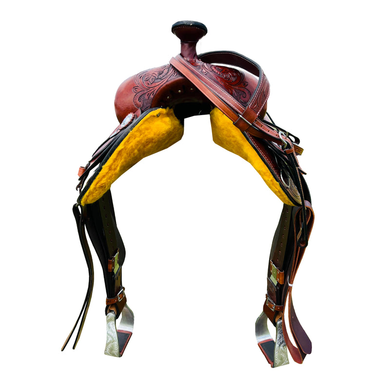 Resistance Western Horse Pleasure Saddle - Genuine Leather 15" 16" 17" 18" With Free Tack set