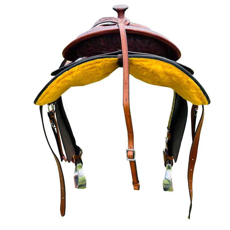 Resistance Western Horse Pleasure Saddle - Genuine Leather 15" 16" 17" 18" With Free Tack set