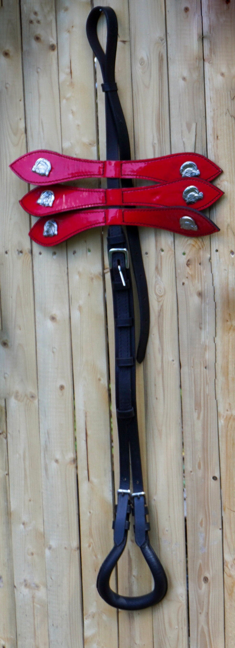 Full Size Leather Horse Driving Harness With Red Trim - Premium Quality