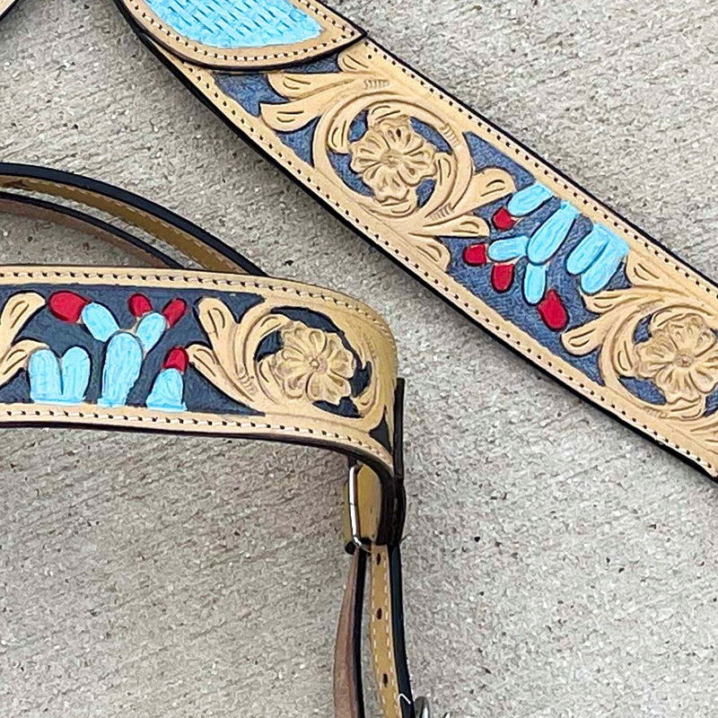 Premium Quality Western Headstall and Breast Collar Set - Leather - Floral Tooled - Horse Tack