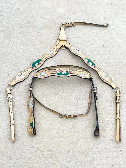 Premium Quality Western Headstall and Breast Collar Set - Leather - Floral Tooled - Horse Tack - NewEngland Tack