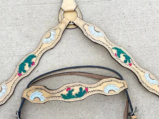 Premium Quality Western Headstall and Breast Collar Set - Leather - Floral Tooled - Horse Tack - NewEngland Tack