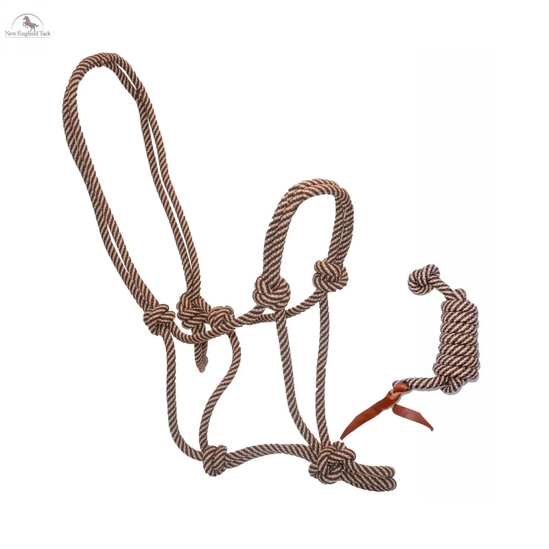 Resistance Braided NylonTwo Tone Rope Horse Halter with 9 Ft Matching Lead NewEngland Tack