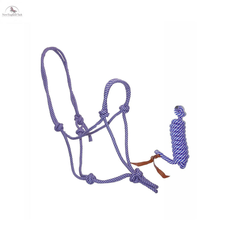 Resistance Braided NylonTwo Tone Rope Horse Halter with 9 Ft Matching Lead NewEngland Tack