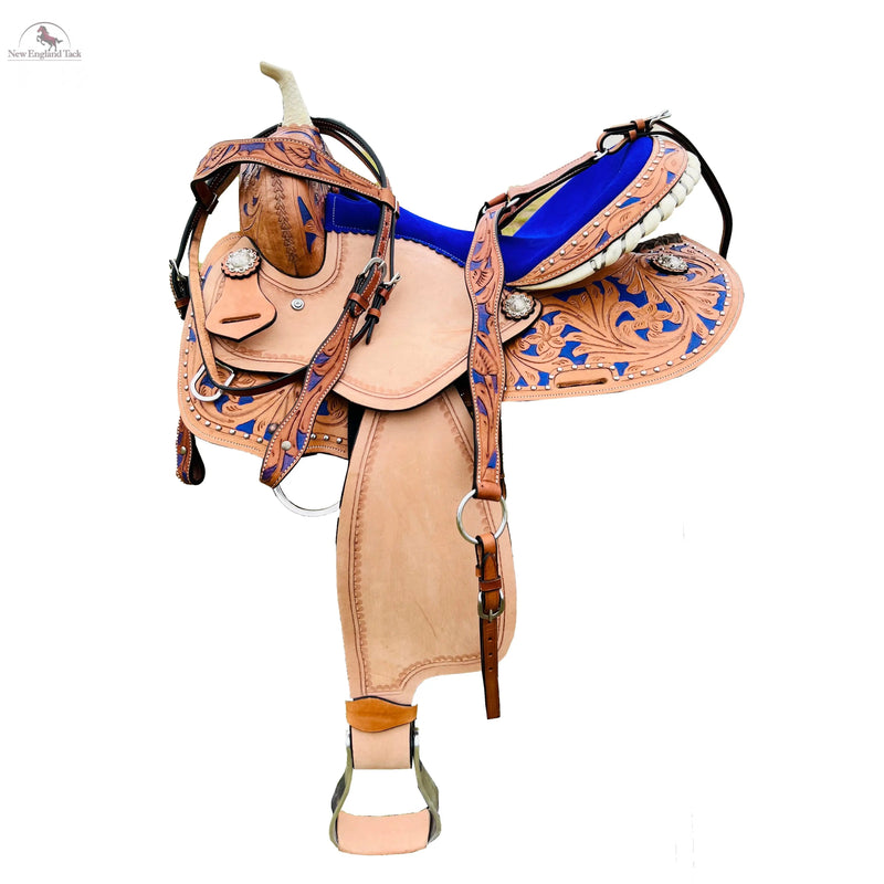 Resistance Western Horse Barrel Saddle Leather 14" 15" 16" 17" With Free Tack set NewEngland Tack