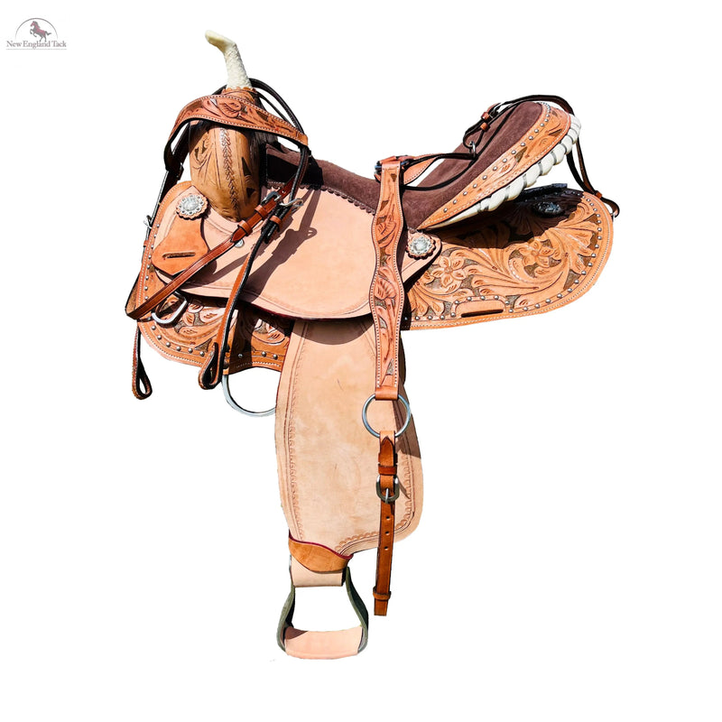 Resistance Western Horse Barrel Saddle Leather 14" 15" 16" 17" With Free Tack set NewEngland Tack