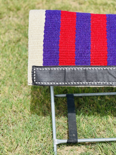 Handcrafted 32x32" New Zealand Wool Heavy Thick Leather Rawhide Stitched Casa Zia Saddle Pad Available In 1" Thickness