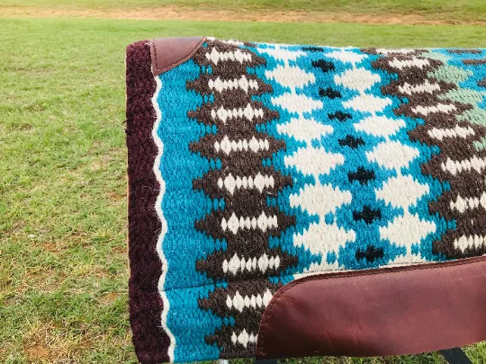 Handmade 34"x36" Western Saddle Pad For Horse Saddle, Premium Quality Hand Printed Woolen Saddle Pad For Horse Riding