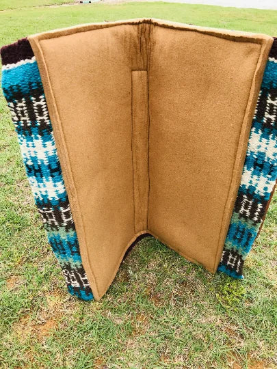 Handmade 34"x36" Western Saddle Pad For Horse Saddle, Premium Quality Hand Printed Woolen Saddle Pad For Horse Riding