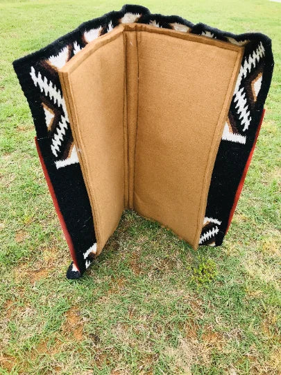 Handmade 34"x36" Western Saddle Pad For Horse Saddle, Premium Quality Hand Printed Woolen Saddle Pad For Horse Riding