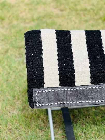 Handcrafted 32x32" New Zealand Wool Heavy Thick Leather Rawhide Stitched Casa Zia Saddle Pad Available In 1" Thickness