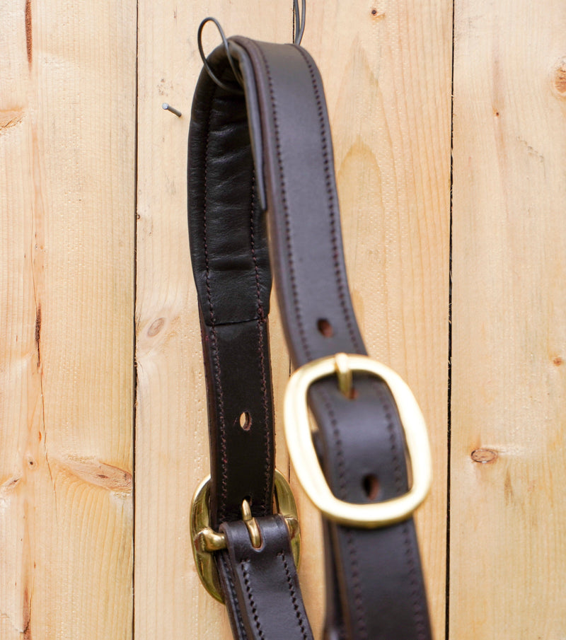 Leather Horse Halter Fancy Stitched - Brass Hardware