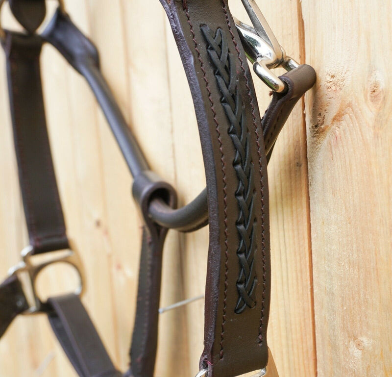 Leather Horse Halter Hand-Braided - SS Hardware