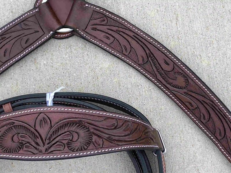 Headstall and Breast Collar Set with Reins and Middle Cinch - Argentinian Leather