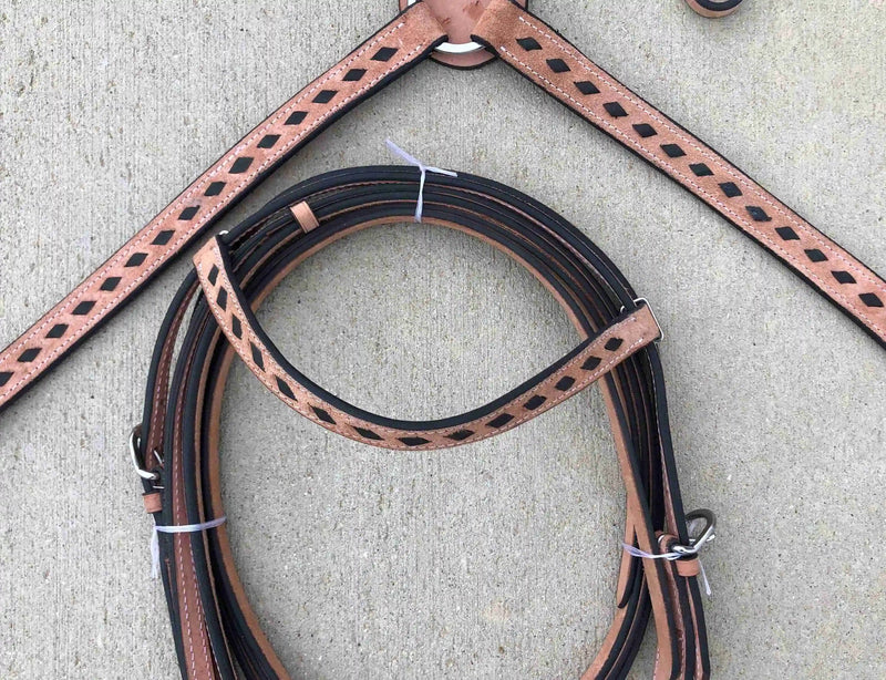 Headstall and Breast Collar Set with Reins and Girth - Two Colors - Leather