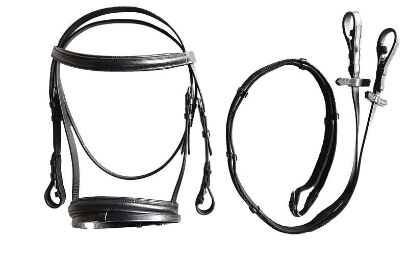 Dressage Bridle - Premium Quality Leather with Stainless steel Hardware