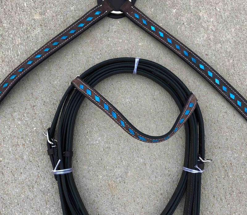 Headstall and Breast Collar Set with Reins and Girth - Two Colors - Leather